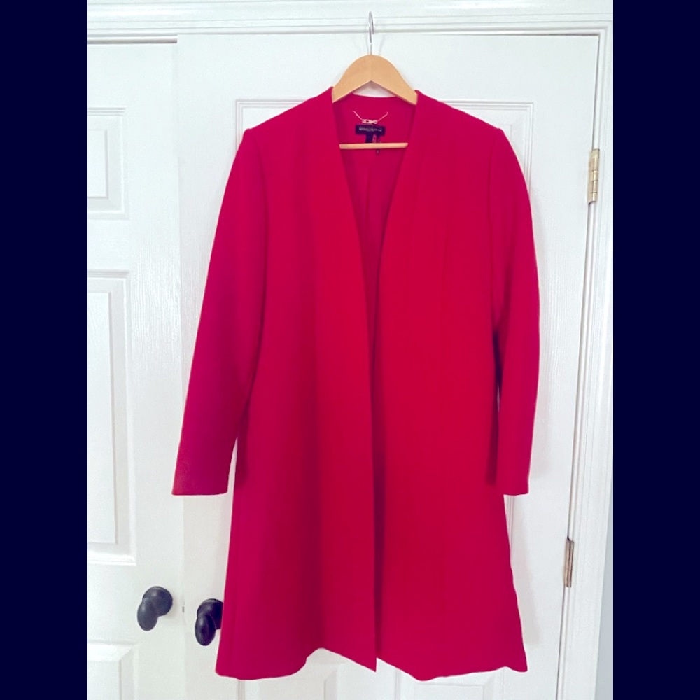 Donna Karan Power Red Long Blazer Topper